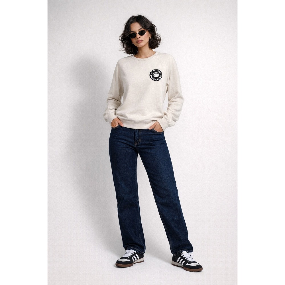 Alexa Chung AC World Travel Rabbit Logo Cotton Sweatshirt Ecru Small‎